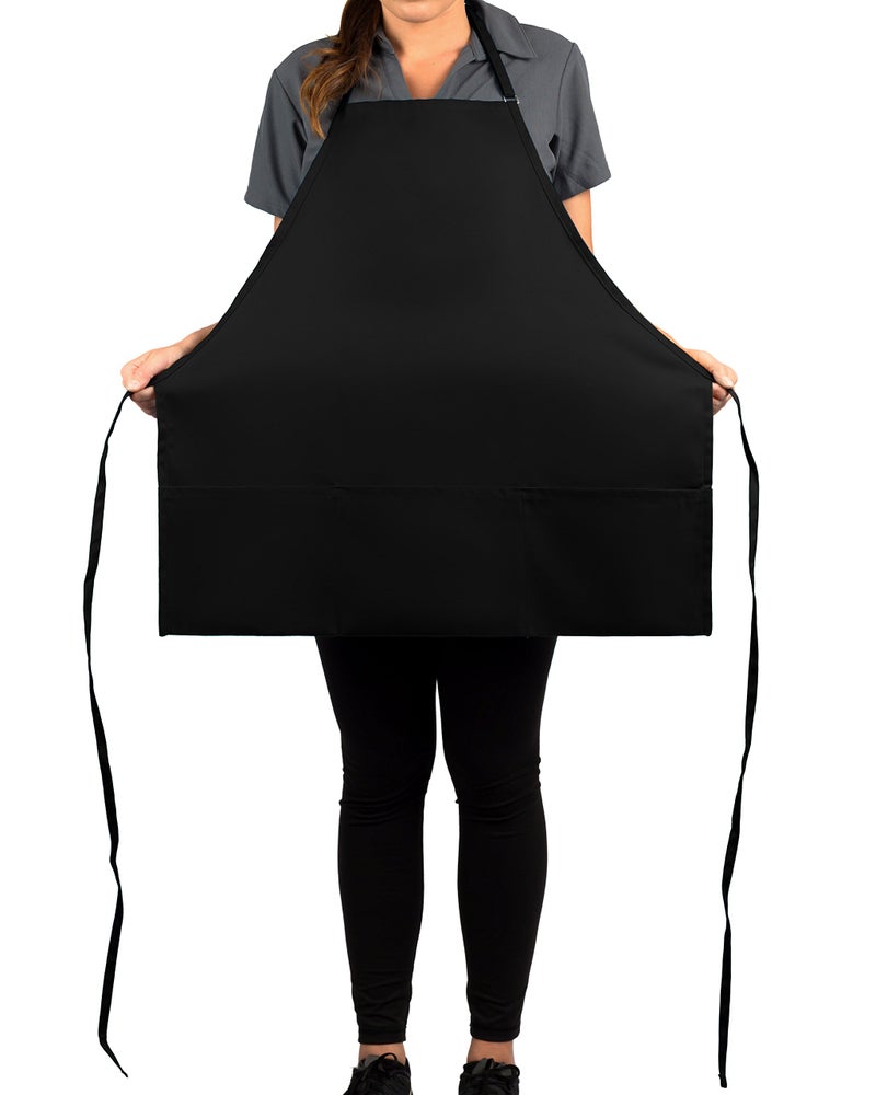 KNG Black 3 Pocket Adjustable Bib Apron for Men and Women - Pack of 2 - Image 5